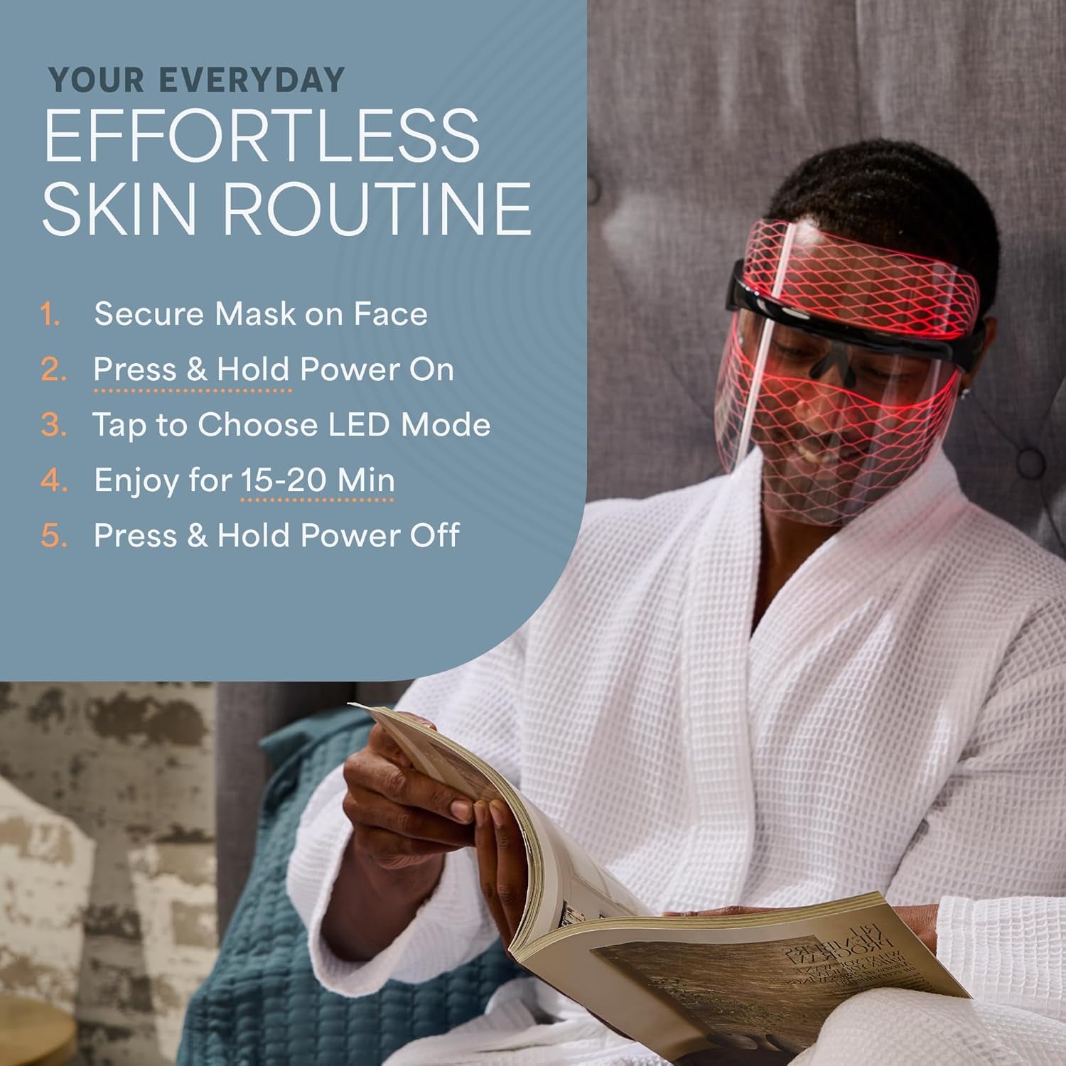 – Red Light Therapy for Face – LED Face Mask Light Therapy with Red, Blue & Amber Modes – Vizacure Rechargeable, Portable Skincare Mask for At-Home Use