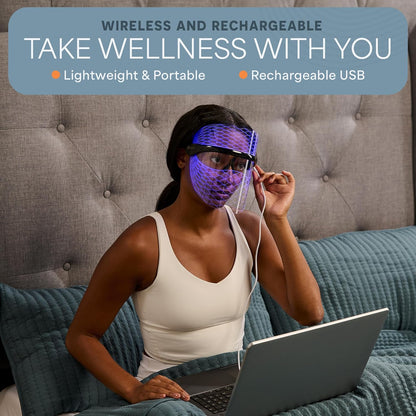 – Red Light Therapy for Face – LED Face Mask Light Therapy with Red, Blue & Amber Modes – Vizacure Rechargeable, Portable Skincare Mask for At-Home Use