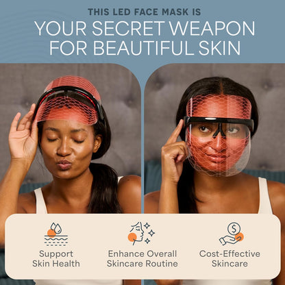 – Red Light Therapy for Face – LED Face Mask Light Therapy with Red, Blue & Amber Modes – Vizacure Rechargeable, Portable Skincare Mask for At-Home Use