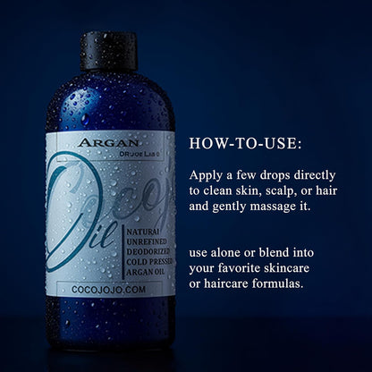 Deodorized Argan Oil - Pure Unrefined Cold Pressed Extra Virgin for Hair and Face Treatment, 32 Oz (Single Pack) - Packaging Variations May Occur