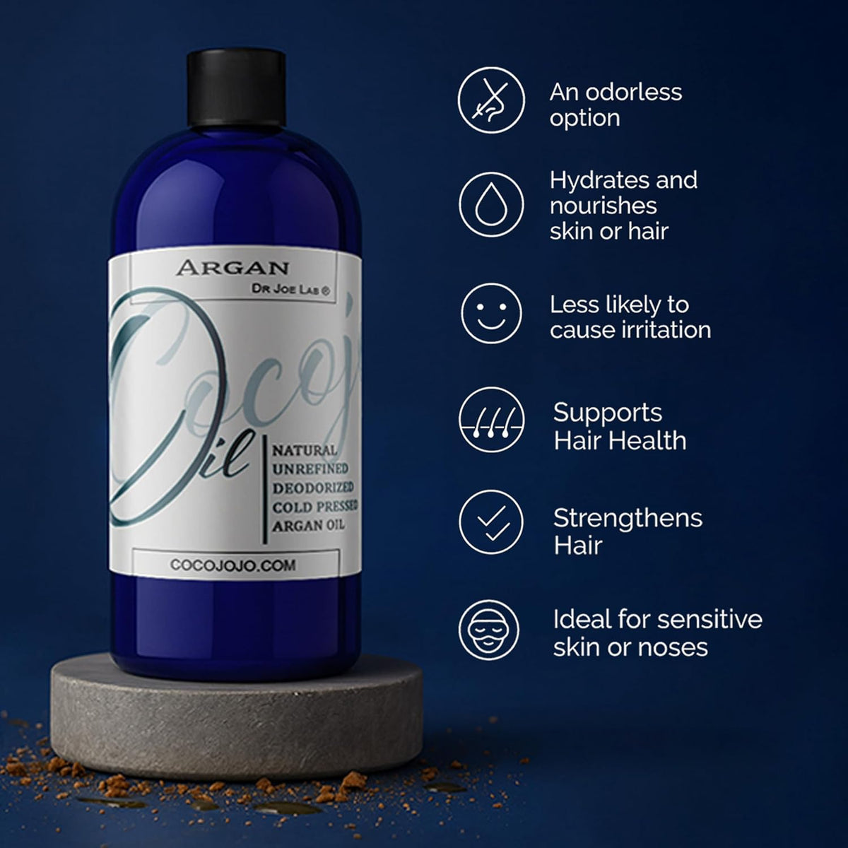 Deodorized Argan Oil - Pure Unrefined Cold Pressed Extra Virgin for Hair and Face Treatment, 32 Oz (Single Pack) - Packaging Variations May Occur